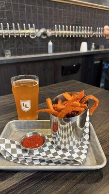 Sweet potato  fries and a sour = delicious combo