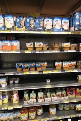 Baby food section: