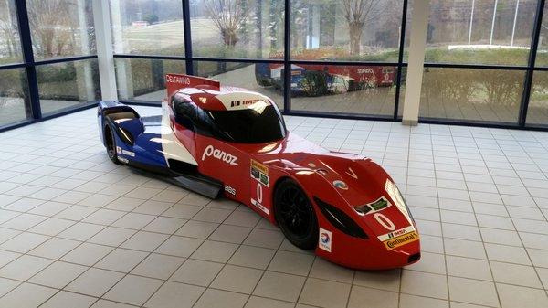 Delta Wing show car on display in the lobby.