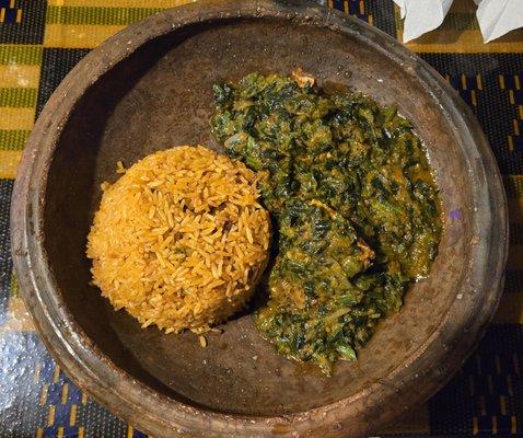 NKONTOMBRE & JOLLOF - Spinach Stew w Croaker