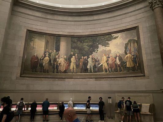 Painting of the founding fathers and other displays below