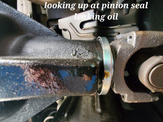 Rear Differential pinion seal leak after "fix" #2. Note the differential oil  saturating the rear housing.