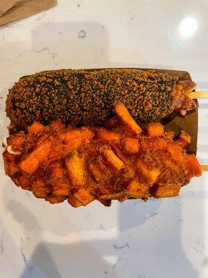 Sweet Potato Mozzarella & Squid Ink mozzarella hotdog