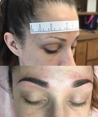 Before and After Microblading session on this beauty!