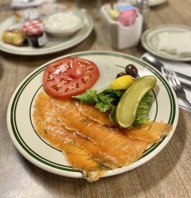 Gravlox (aka gravlax) appetizer, impeccable.