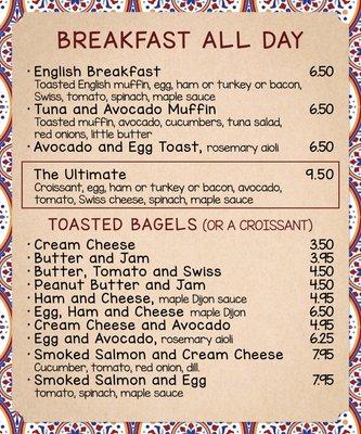 Breakfast Menu