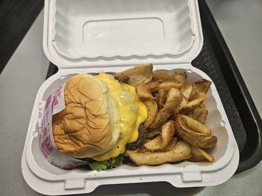 Double smash burger with fries