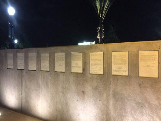 Plaque engraved with letters home from service members during the Vietnam War.