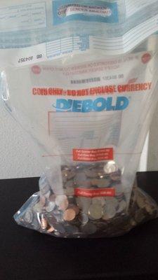 cool tip - if you are a coin hoarder like me, you can put all of your saved change in this bag provided by BofA.