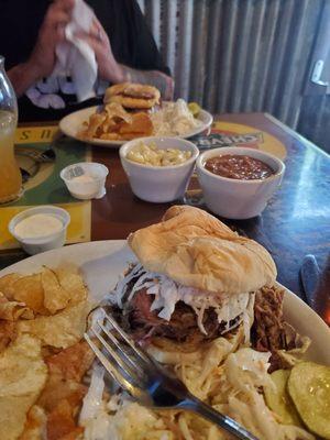 Pulled pork and brisket sandwiches