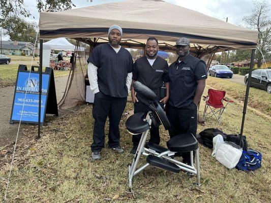 Just three brother bringing awareness of the benefits of massage to the Renova, MS community during their harvest fest 2022 festival.