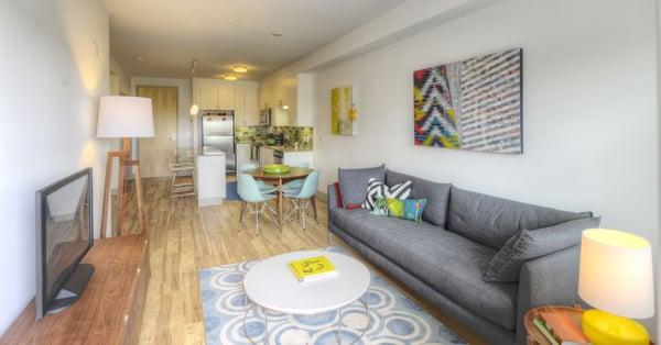 Living room with wood-style flooring