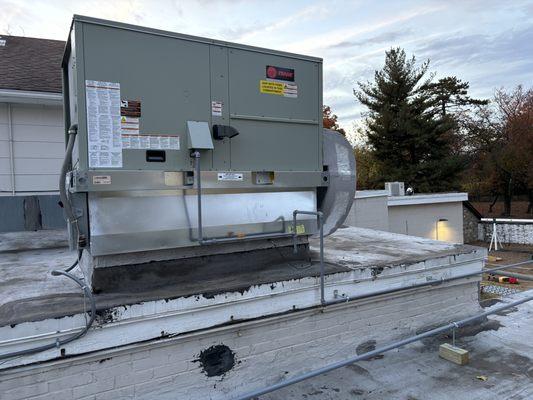 Commercial rooftop unit 5 ton Trane unit.