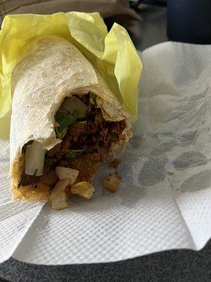 Spicy Chorizo Breakfast Burrito