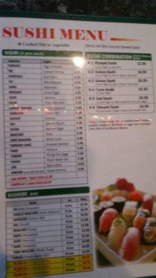 Just  took a quick shot of the menu...Bad pic but they don't have take out menus....