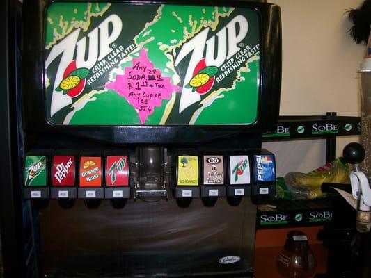 Just some soft drinks, and there is also a slushy machine