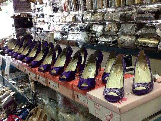 Bridal party shoes dyed custom ( purple ) and the brides shoe too.... Only at South Philly Style Shoes....