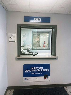 Parts Department window