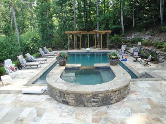 Georgia Classic Pool arbor swimming pool travertine pool deck