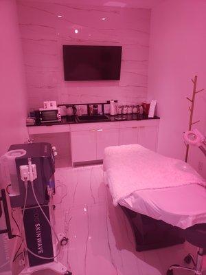 Private room for facial treatments...  you pick the color lighting and music!