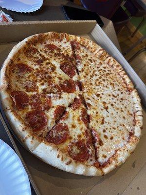 Large half pepperoni and half cheese