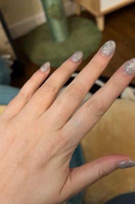 Silver glitter nails