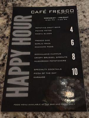 Happy Hour Menu 10/23/24