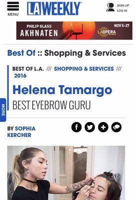 Helena Tamargo won Best Eyebrow Guru in Best of L.A. 2016: