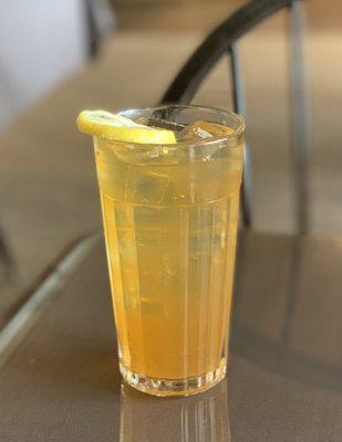 Iced tea with lemon and mint.