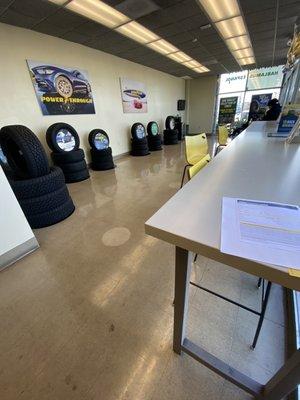 Waiting area, has coffee and water.