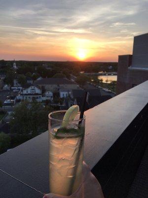 The Boardwalk Sunset Cocktail under the rooftop sunset :) .. this was good... like a mojito