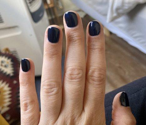 Gel manicure on short nails