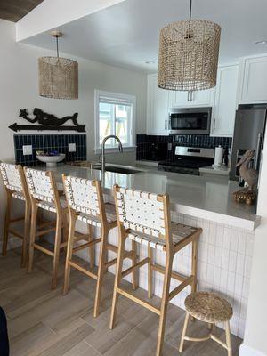 Below the bar / backsplash and counter