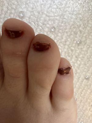 Nail polish on my toe