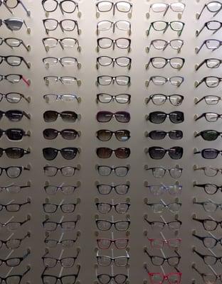 We offer a large selection of frames and sunglasses.