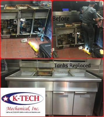 We replaced fryer tanks at a local restaurant. Check out the before and after photos. Call us today at (714) 879-1646!