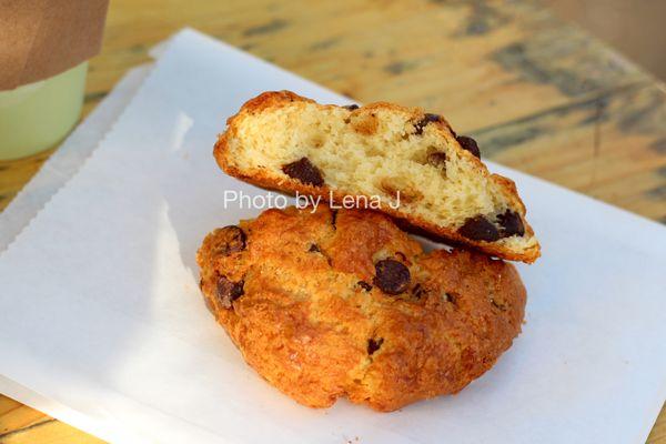 Inside of Chocolate Chip Scone - tender inside. I prefer the cranberry scone.