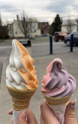 Berry twist and orange ice cream twist