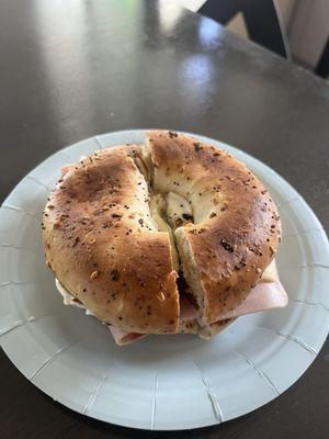 ham sausage cheese everything bagel