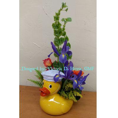 Beautiful ducky arrangement for baby birth.