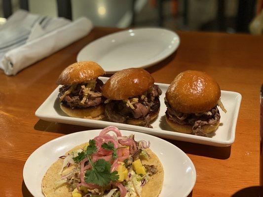 Wagyu Beef Sliders Caribbean Jerk Chicken Street Taco