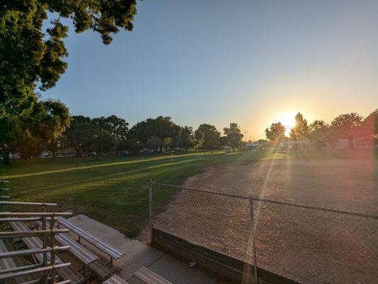 View of the park from the softball field bleachers