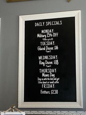 Updated daily specials