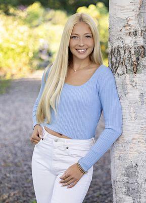 High school senior girl at Adams Farm in Walpole, Ma