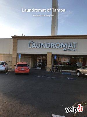 The laundromat from parking lot