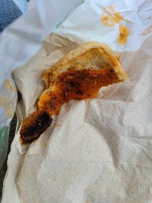 Burnt meatball sandwich