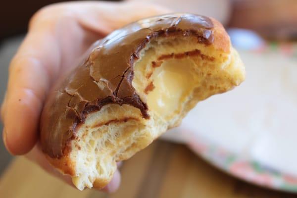 Inside of Boston cream donut, because that filling shot is scrumptious