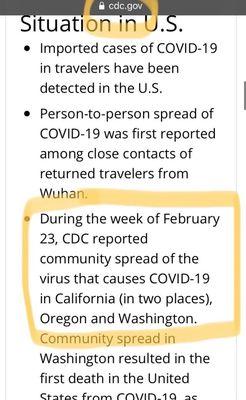 Current info from CDC website directly contradicted their handouts.