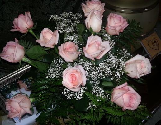 A dozen pink rose- After about 24 hours!