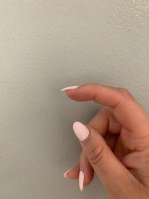 This nail curves down